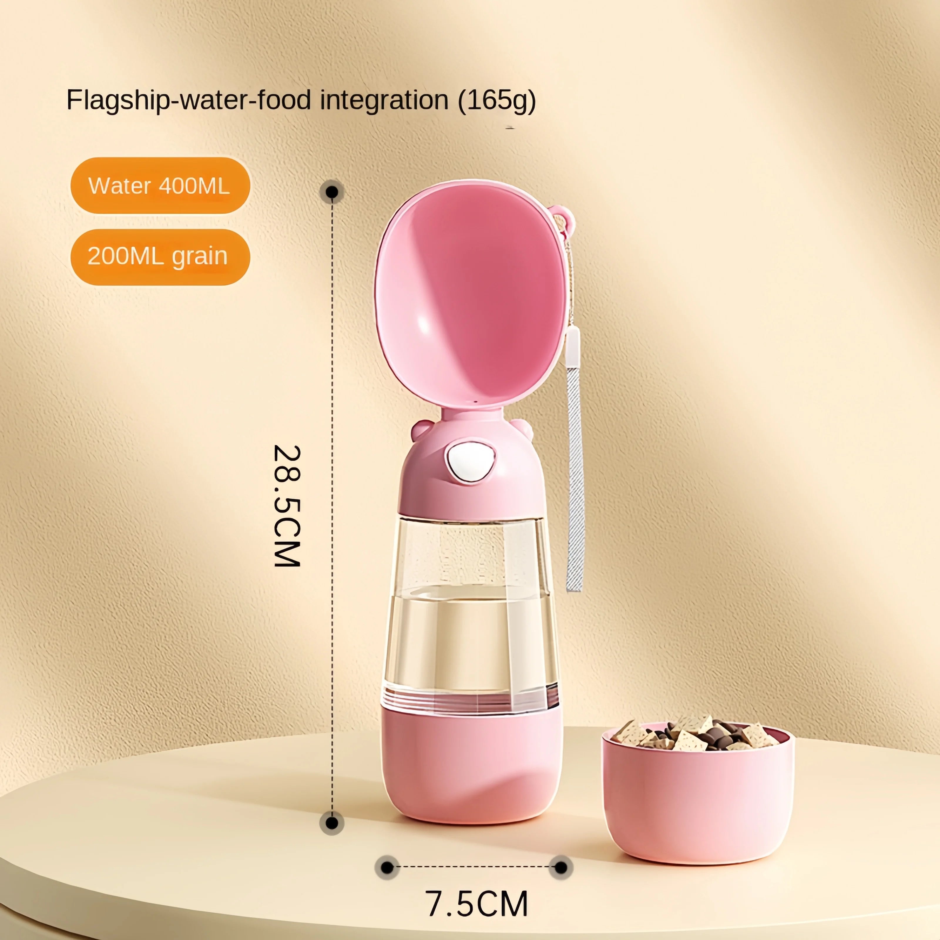 Pet Water Cup Bottle With Food Dispenser