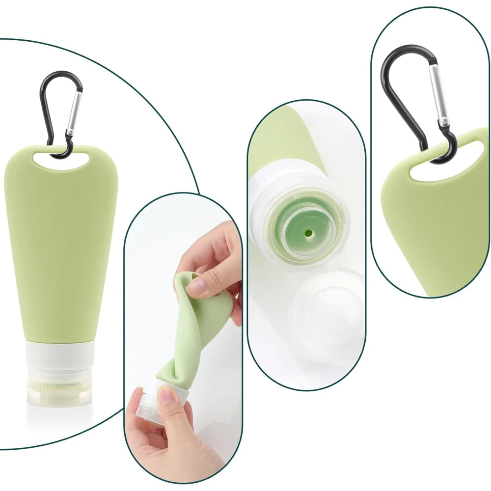 90 ML Silicone Water Bottle Feeder Food Fillable Tube with Carabiner Portable Travel Bottles for Pet Dog Outdoor Training Travel