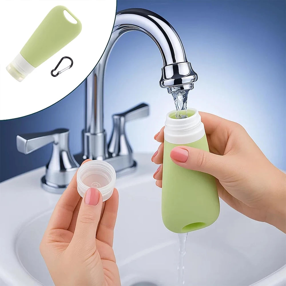 90 ML Silicone Water Bottle Feeder Food Fillable Tube with Carabiner Portable Travel Bottles for Pet Dog Outdoor Training Travel