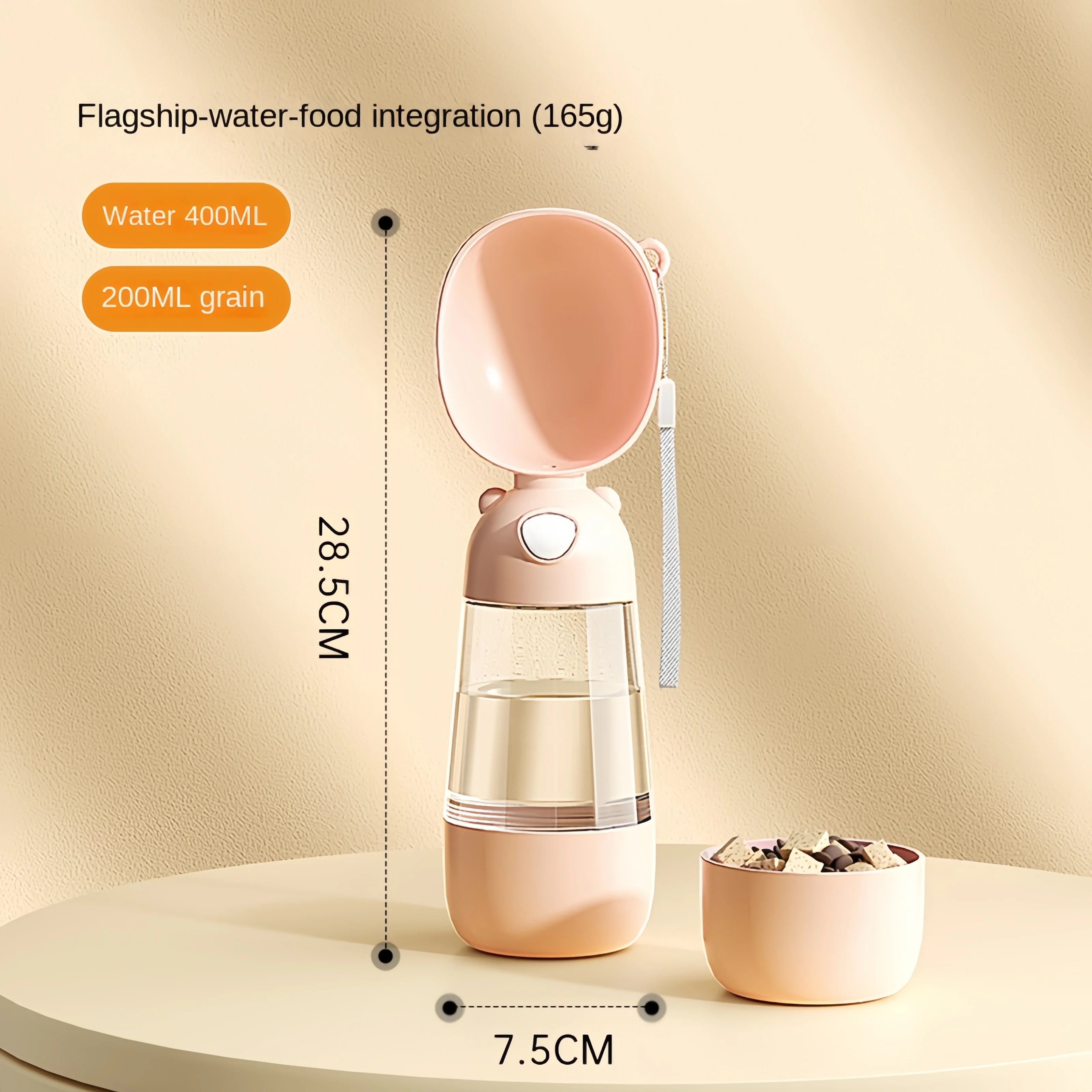 Pet Water Cup Bottle With Food Dispenser