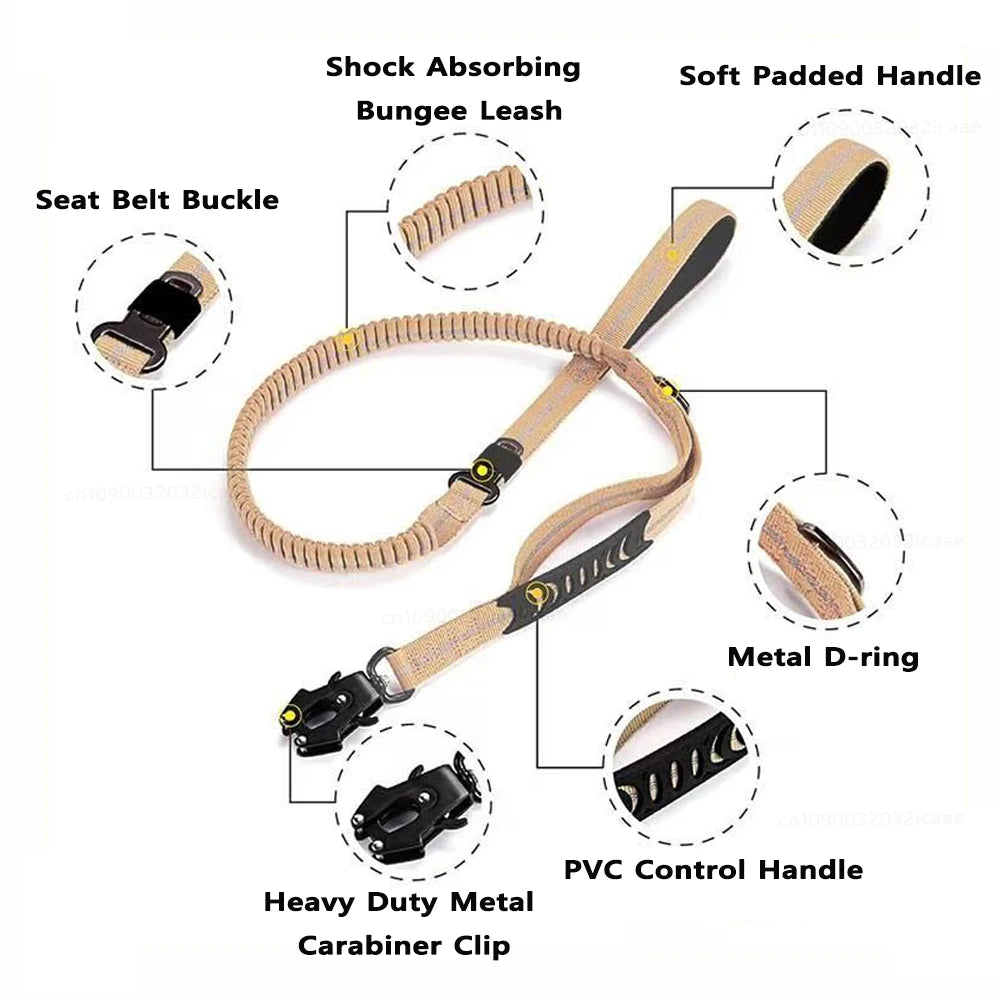 Reflective Shock Absorbing Dog car seat belt